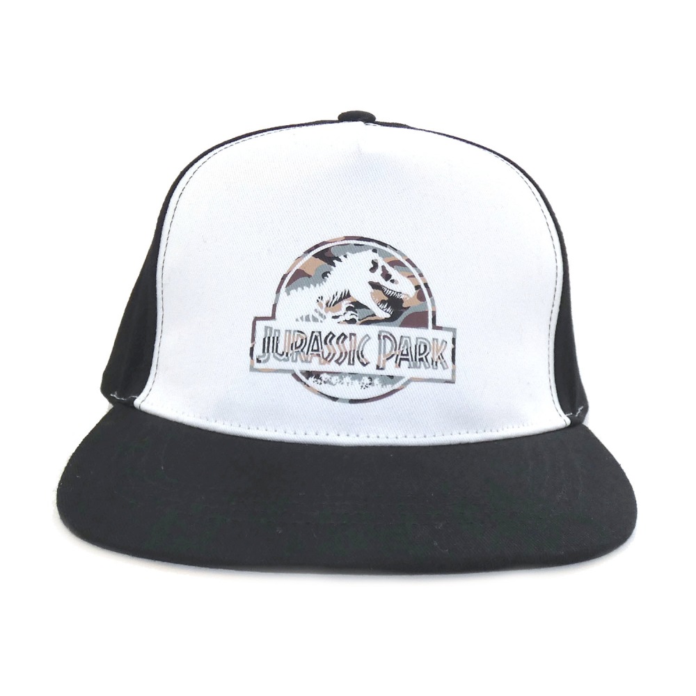 Jurassic Park - Logo Casquette Snapback - Blanc/Noir